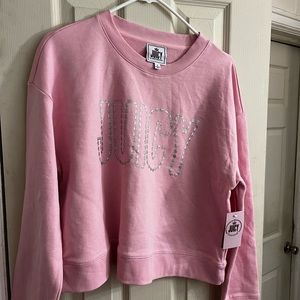 Pink Juicy Couture sweat top size large with silver crowns on the front